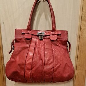 Italian Made Red Soft Leather Large Tote